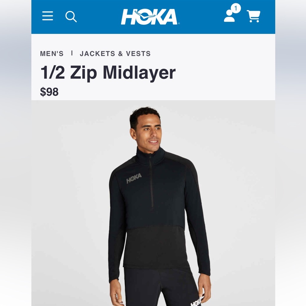 HOKA Men's Black 1/2 Zip Midlayer Jacket size L